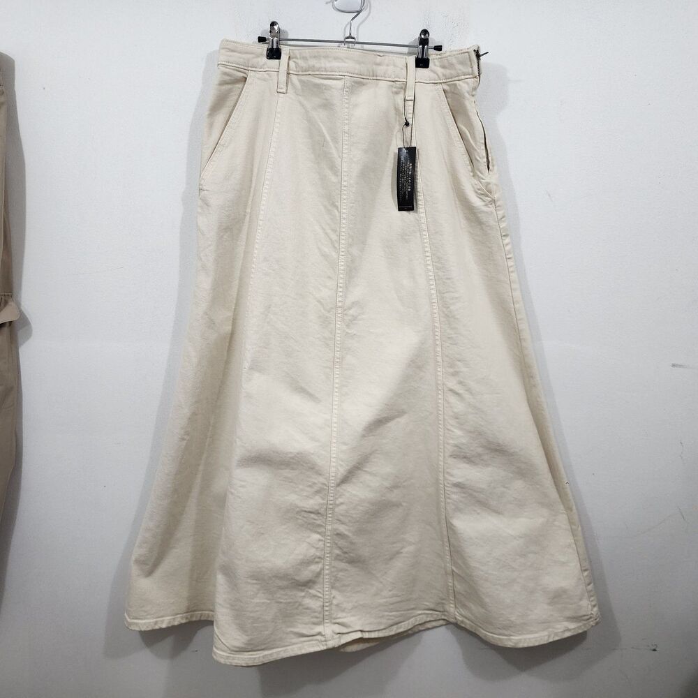 Banana Republic Denim Flare Maxi Skirt Ivory Cream High-waisted Jean NWT Size 16 - Picture 15 of 15